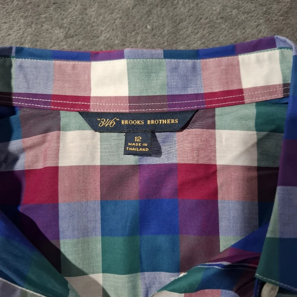 Brooks Brothers 346 Women’s Plaid Button-Down Shirt Size 12 Cotton Preppy Office - Picture 5 of 11